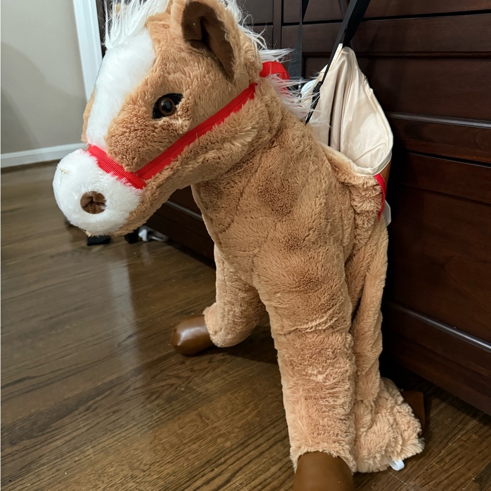 Adorable Tan and White Plush Horse Costume for Kids